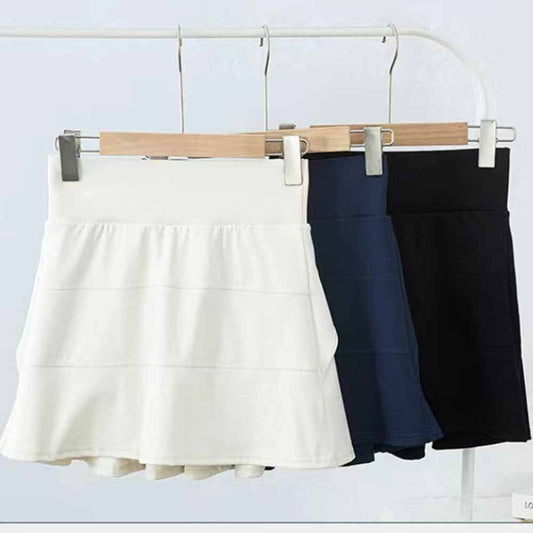 LU Women's one-piece skirt pants anti-exposure plus size, high waist, slim and slim, wearing a running fitness Joker bottoming skirt.