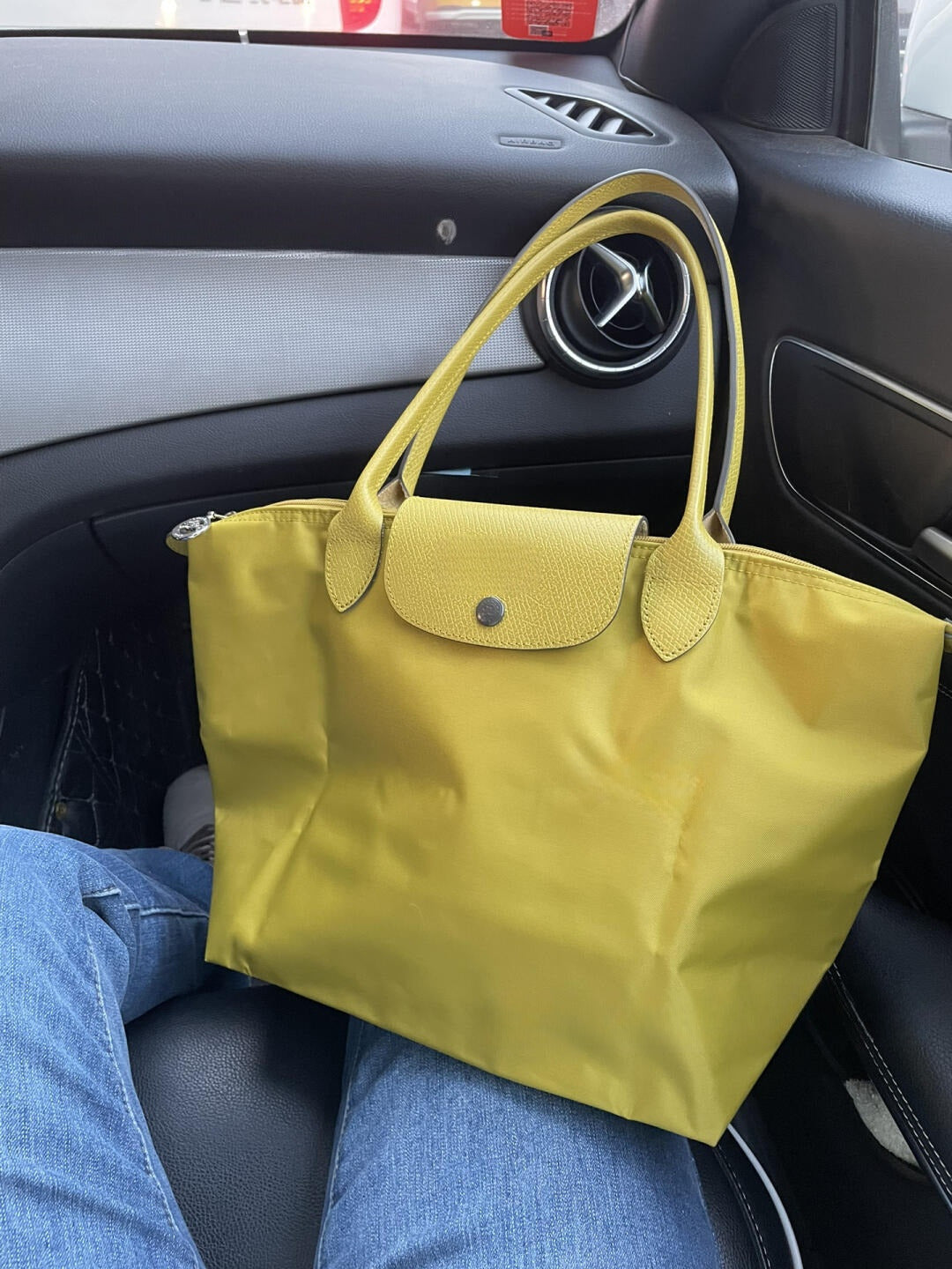 Women's New Joker Nylon Jiaozi Handbag Embroidered Large Tote Waterproof Folding Shoulder Bag.