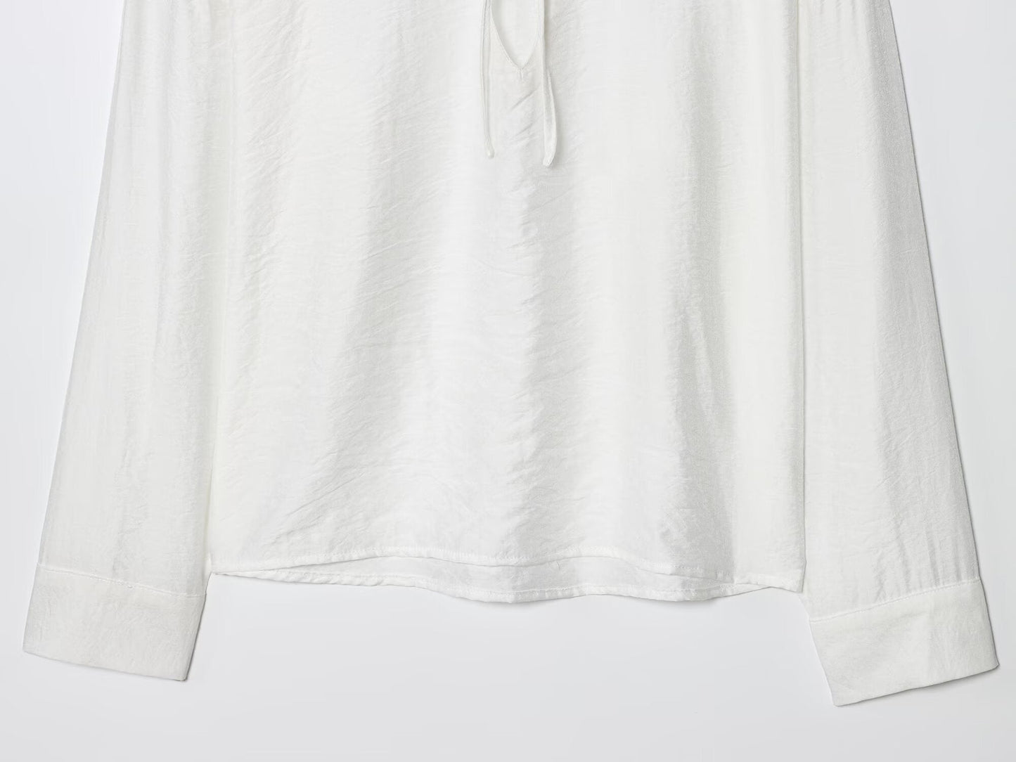 Women's 2025 new fashion linen blended white lace up shirt