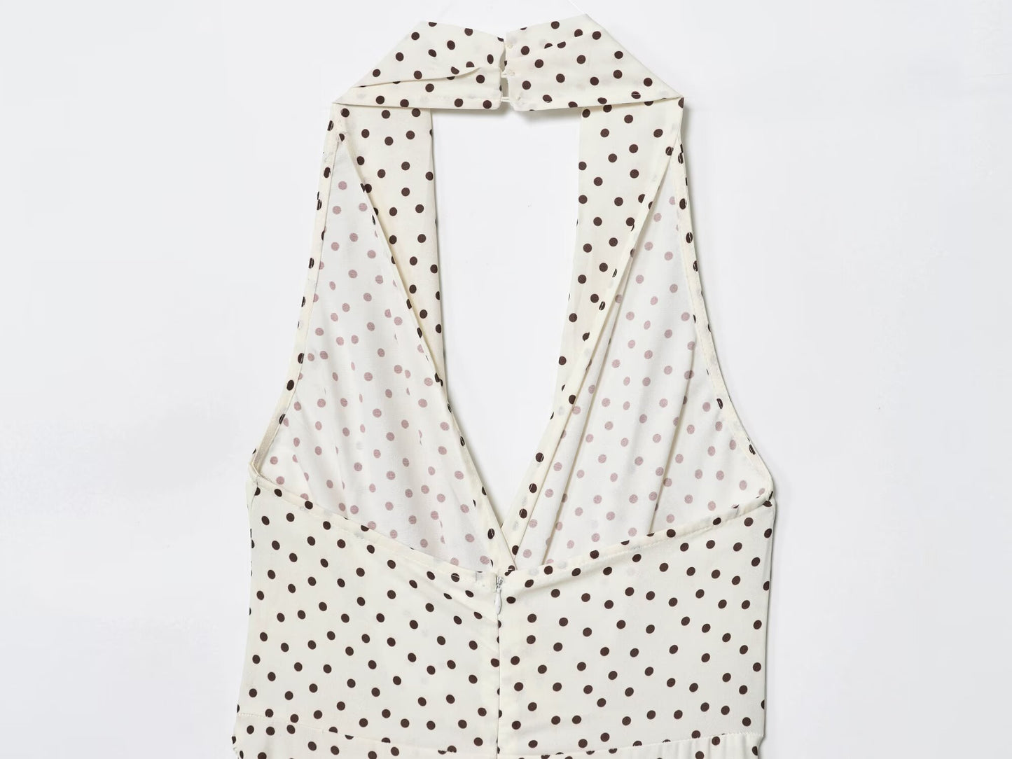 Women's 2025 Fashion Wave Point Hanging Neck Collar jumpsuit