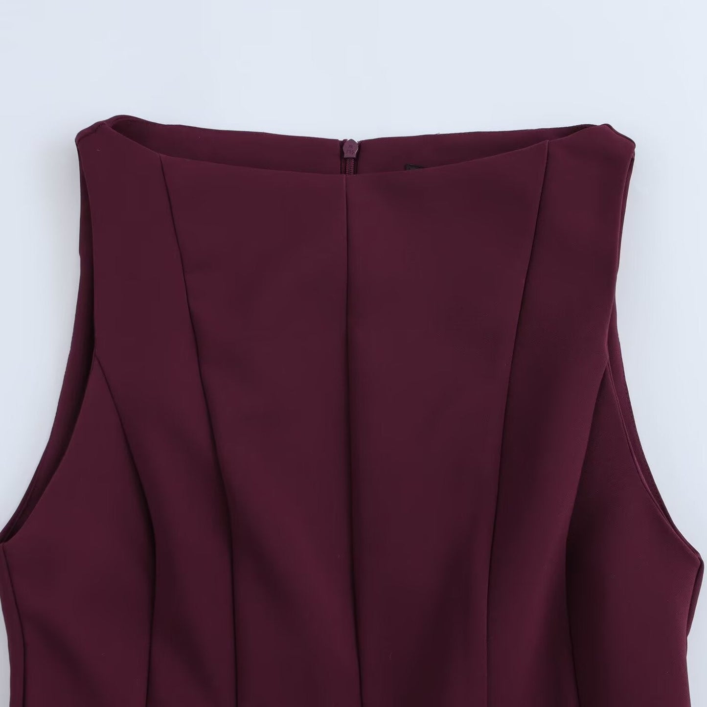 Women's new Chic Fashion slim fit versatile solid wide swing mini dress retro round neck sleeveless women's dress Mujer