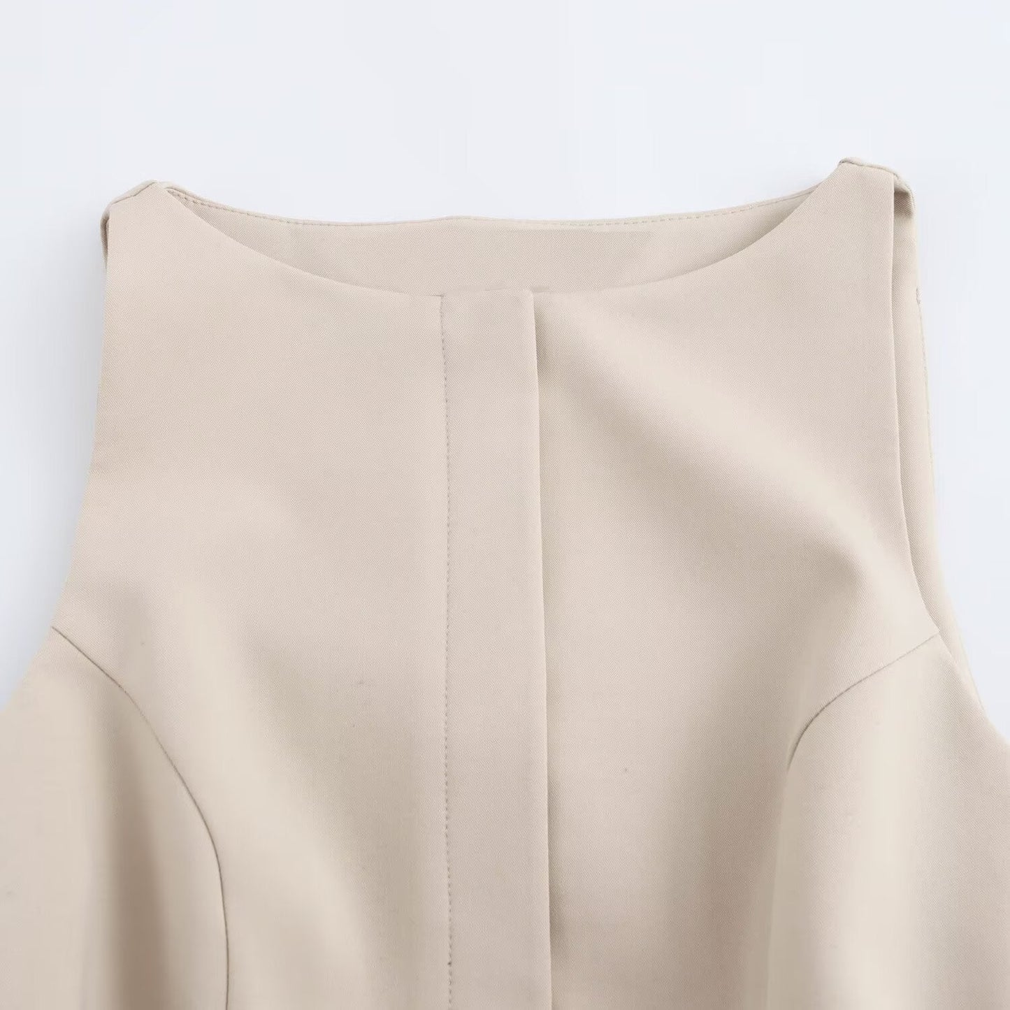 Women's new chic fashion With Belt slim fit splicing two-piece set style sleeveless mini dress retro round neck women's dress Mujer