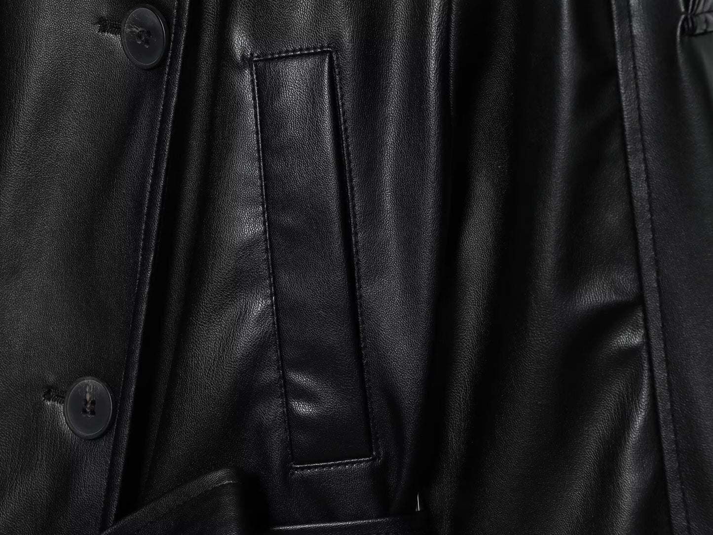 Women's new fashion with Belt short Faux Leather windbreaker Coat