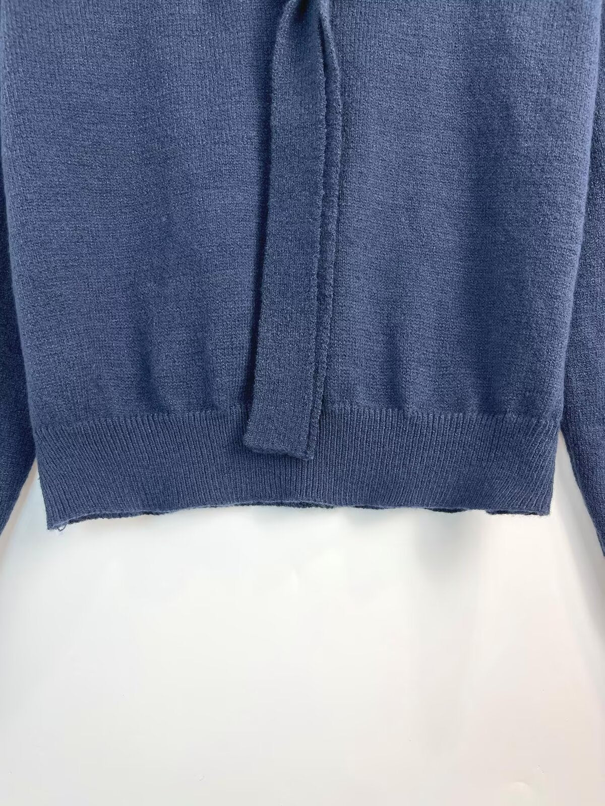 Women's new fashion contrasting patchwork collar short knit sweater