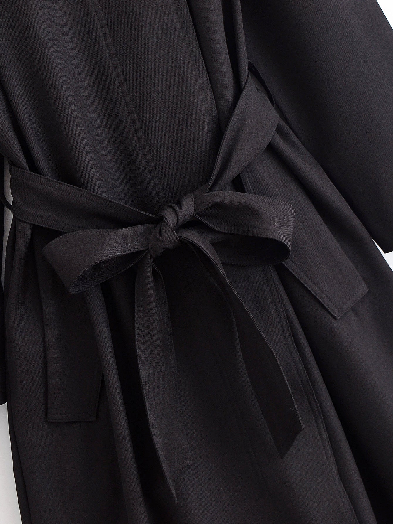 Women's new fashion with Belt black Long style windbreaker Coat