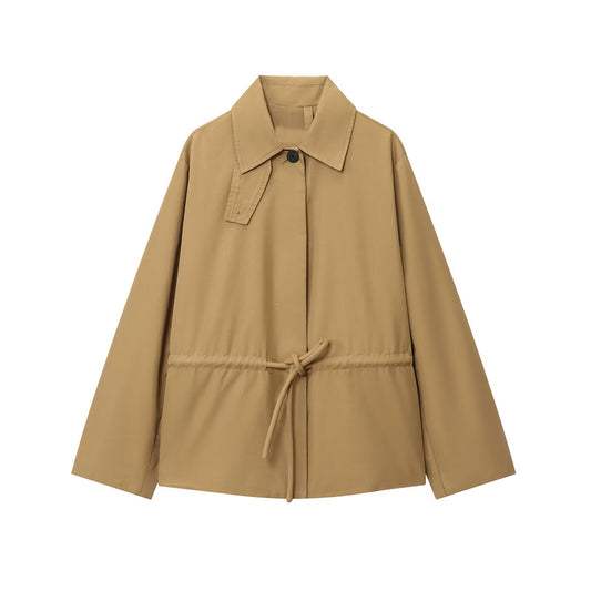 Women's new fashion adjustable waist design short parka coat