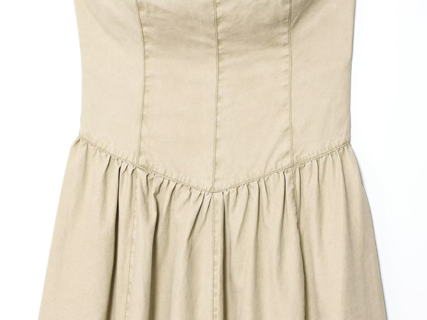 Women's new fashion wide pleated hem sleeveless strapless MIDI dress