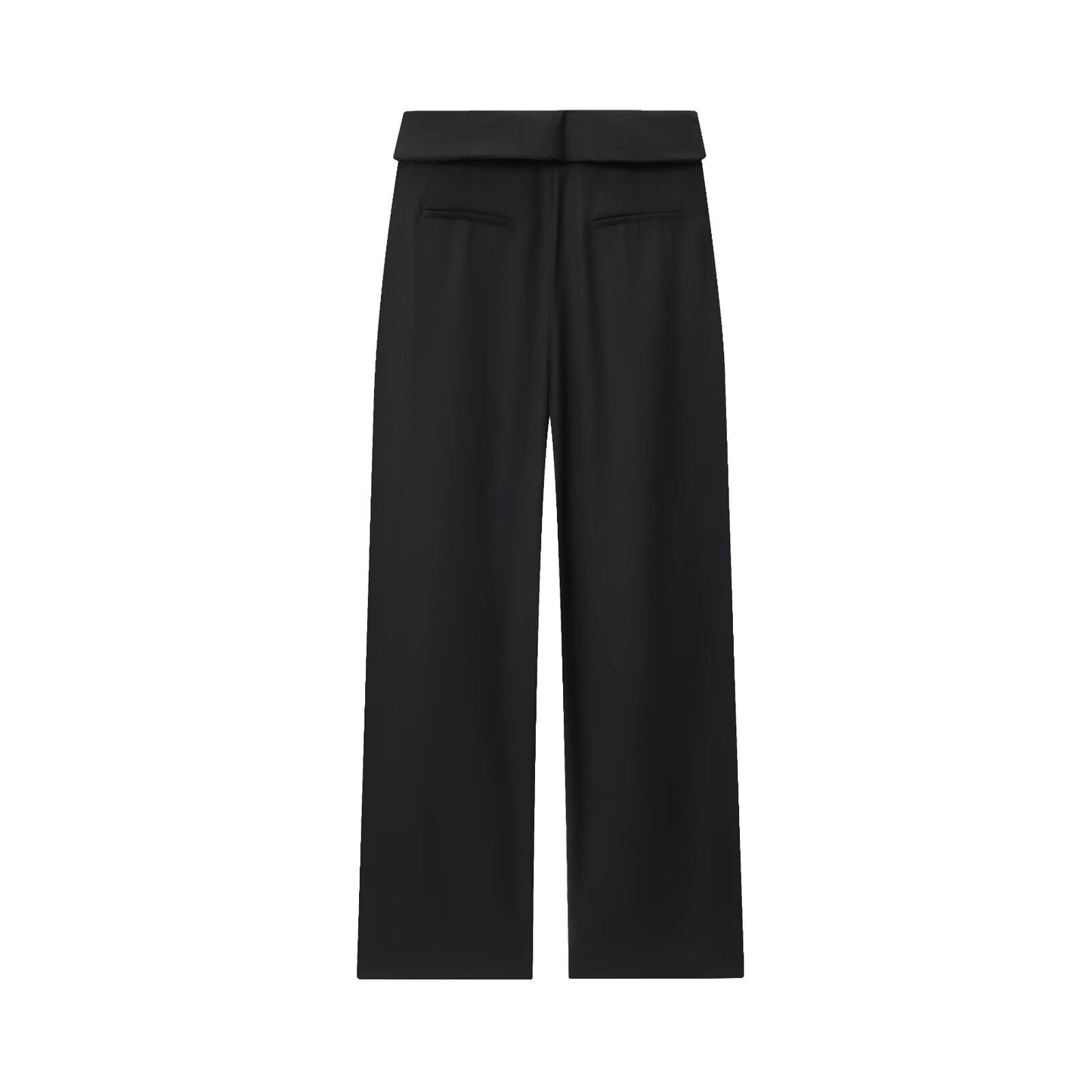 Women's new fashion rolled edge waist design casual pleated pants