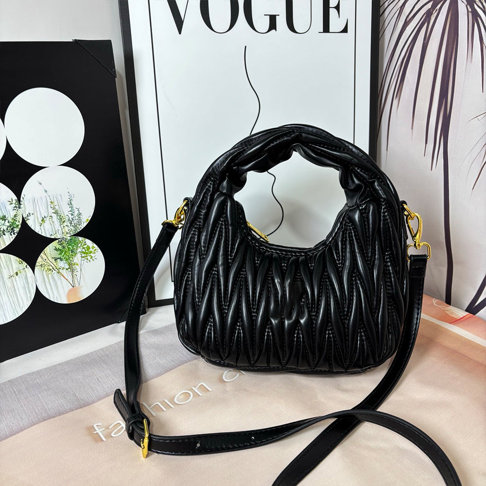 Women's New Fashion Joker Pleated Design Handbag Shoulder Crossbody Bag