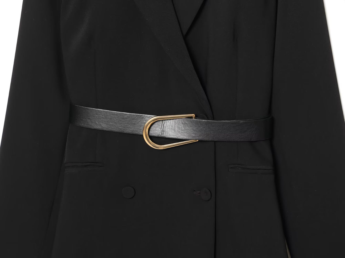Women's With Belt casual double breasted Blazer style dress