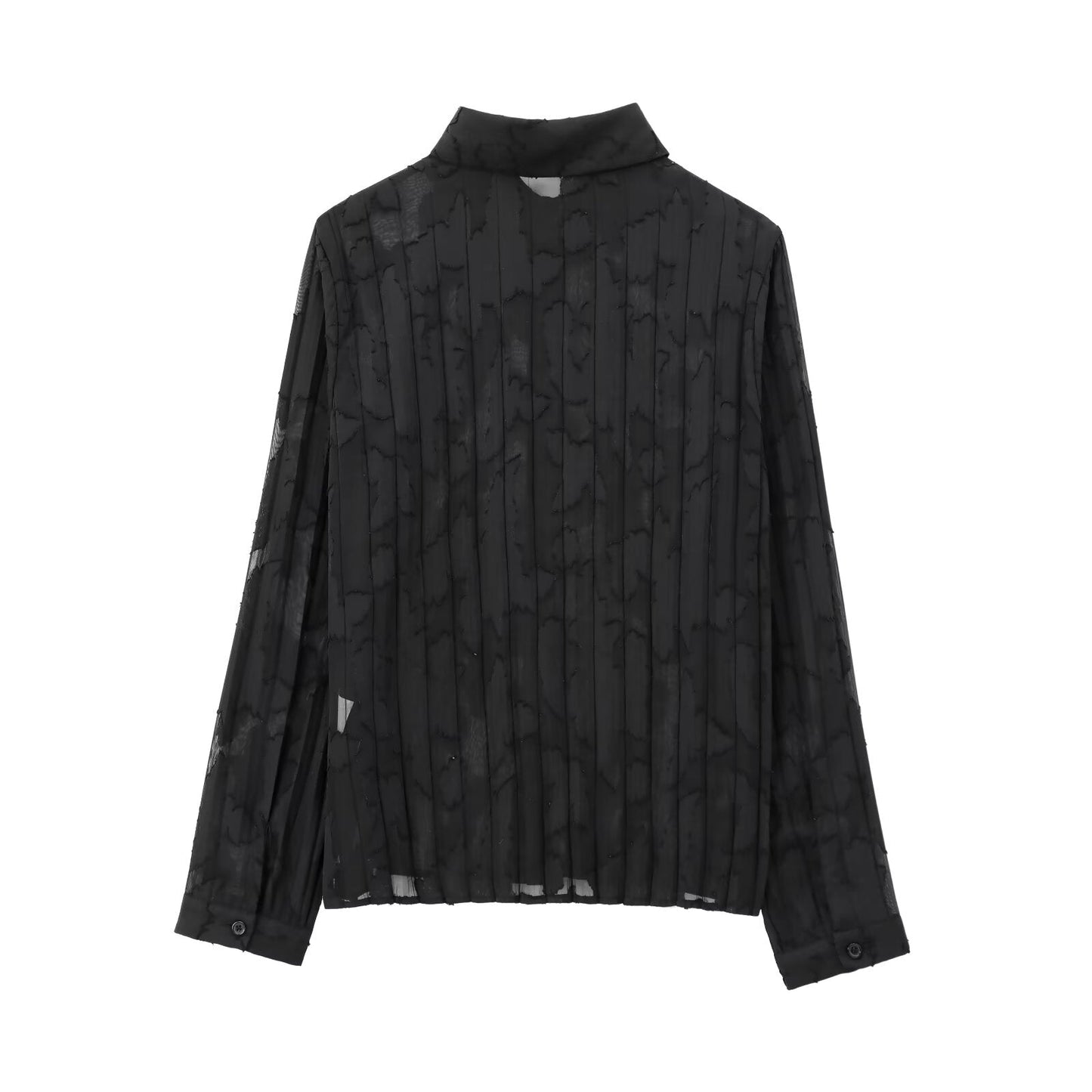 Women's new fashion printed semi transparent pleated shirt+Skirts suit