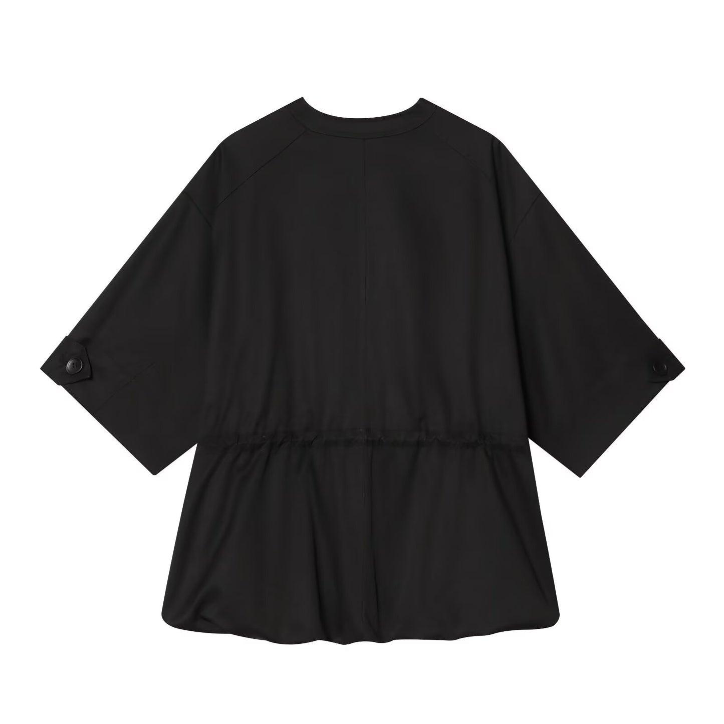 Women's O-Neck zipper short sleeved puffy Coat