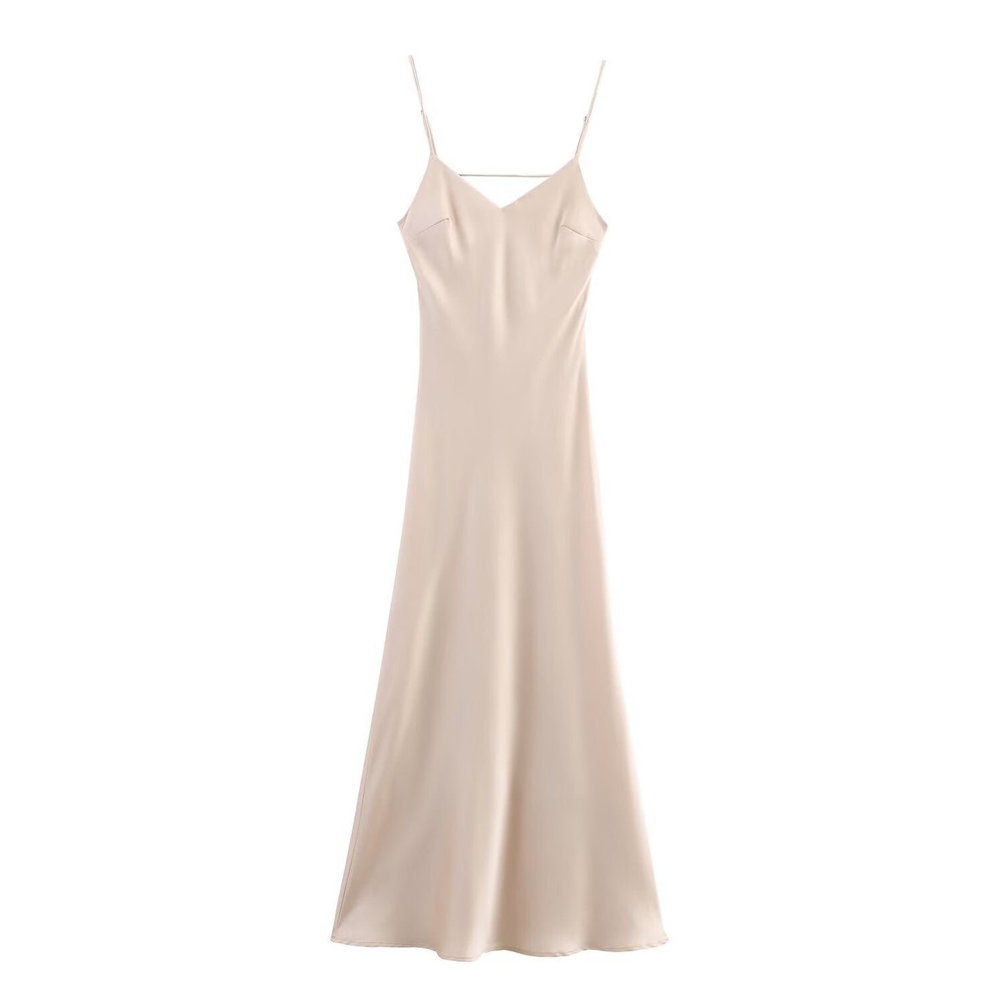 Women's summer chic Fashion multi colored satin texture suspender MIDI dress