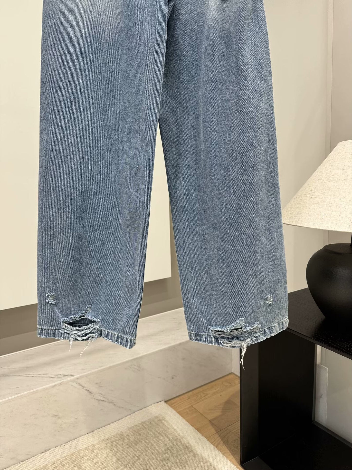 Women's New Fashion Casual Joker Hole Design Loose Jeans Retro High Waist Zipper Female Ankle Jeans Female