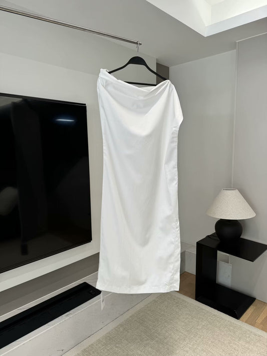 Women's 2025 fashion asymmetric pleated dress retro sleeveless women's dress