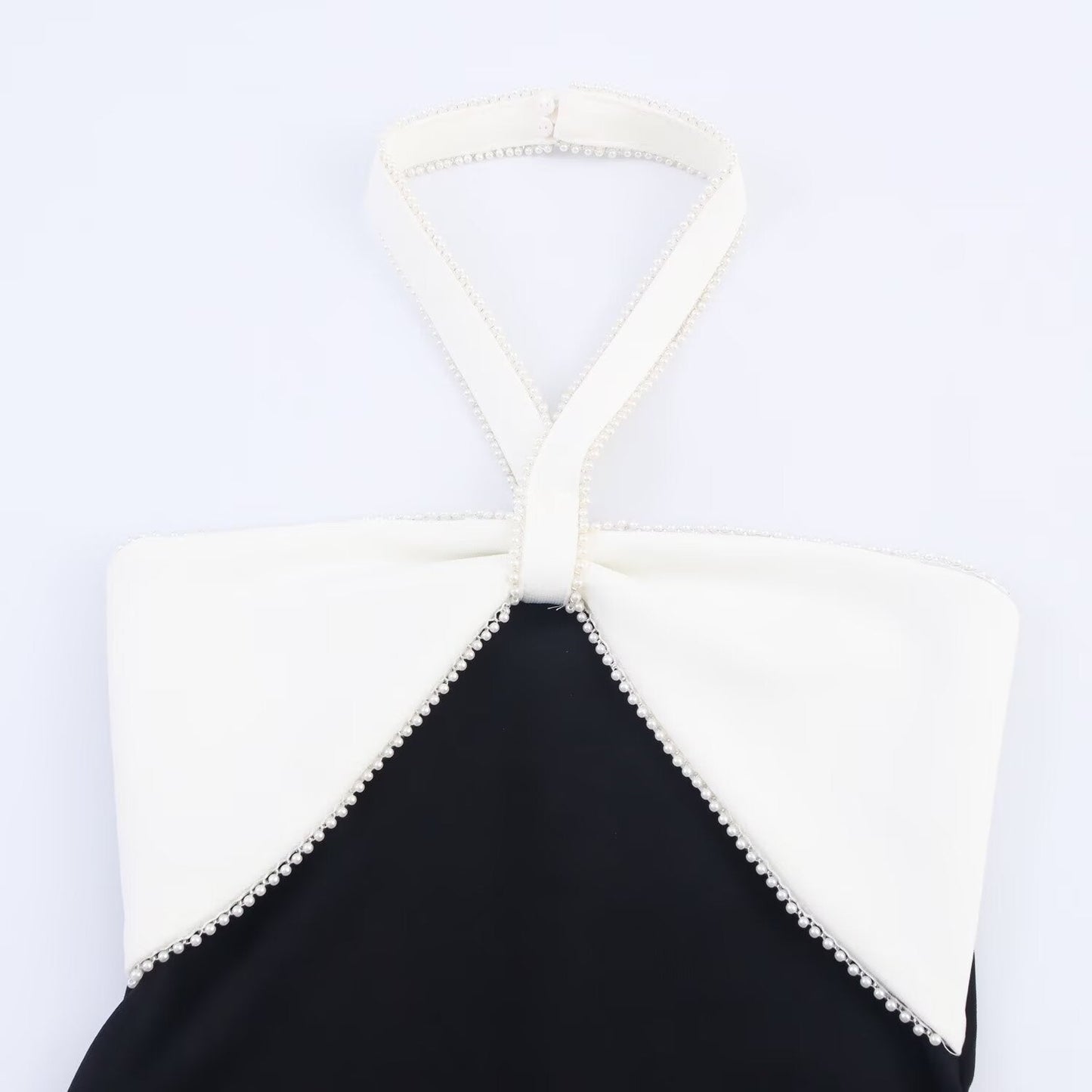 Women's 2025 Fashion Bow Decoration Elastic Hanging Neck Midi Dress