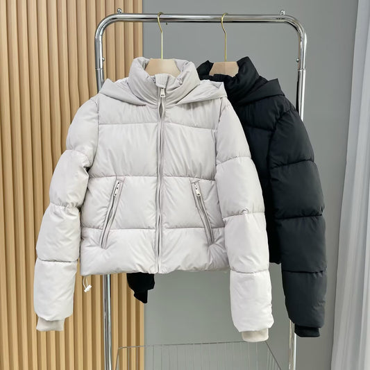 Women's winter new faux leather hooded cotton Coat