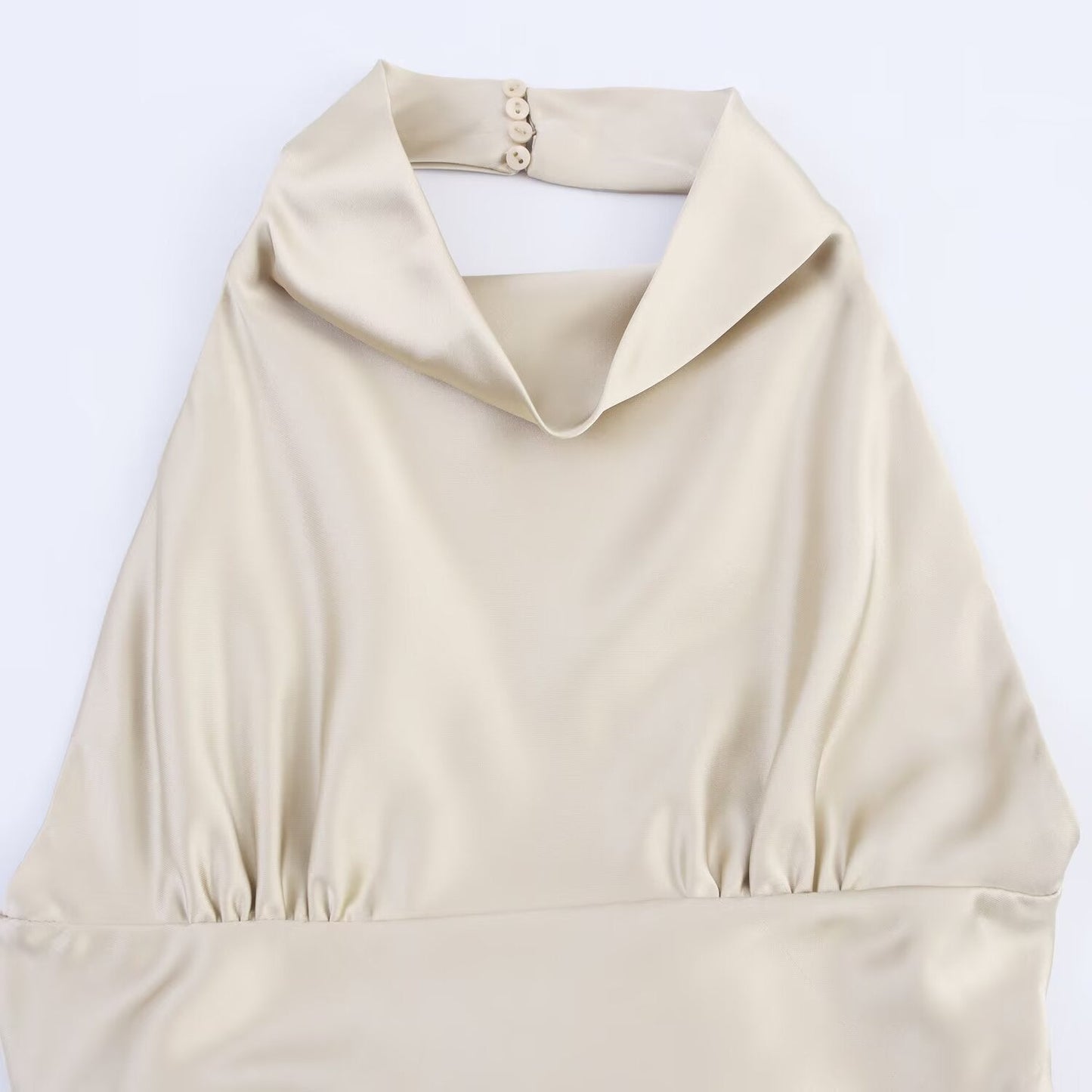 Women's new fashion backless bow decoration satin texture mini dress