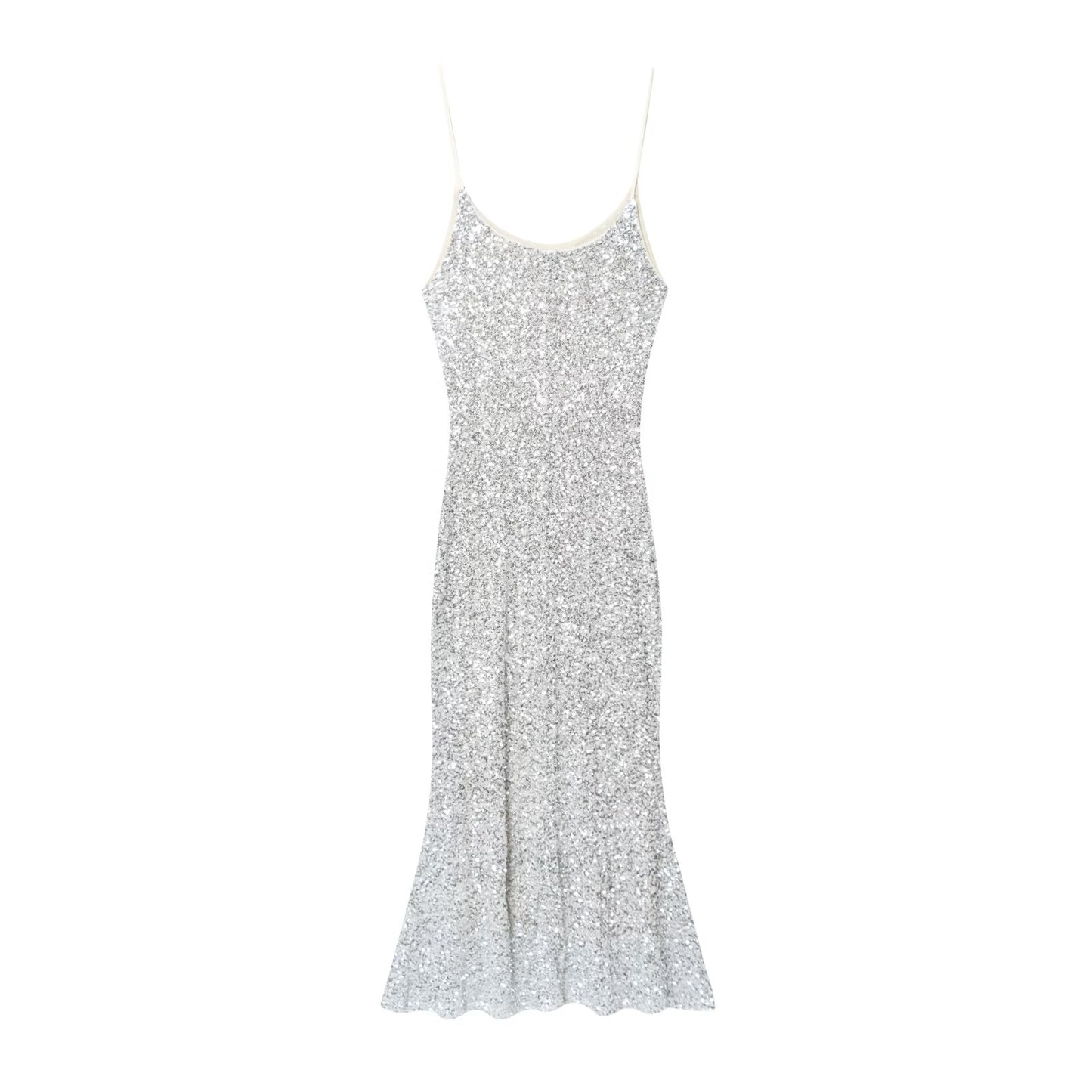 Women's New Fashion Bead Decoration Underwear Style suspender Midi Dress