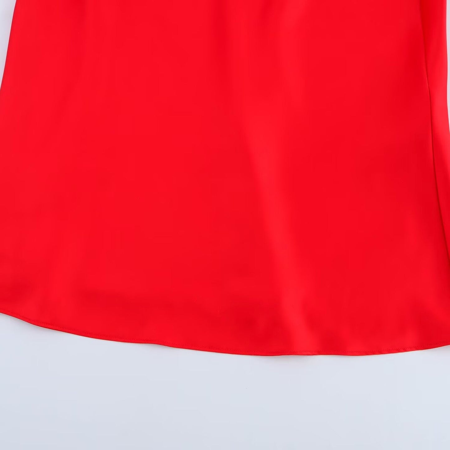 Women's new fashion pleated decoration sexy slim fit satin texture Midi dress retro sleeveless Thin Straps women's dress Mujer