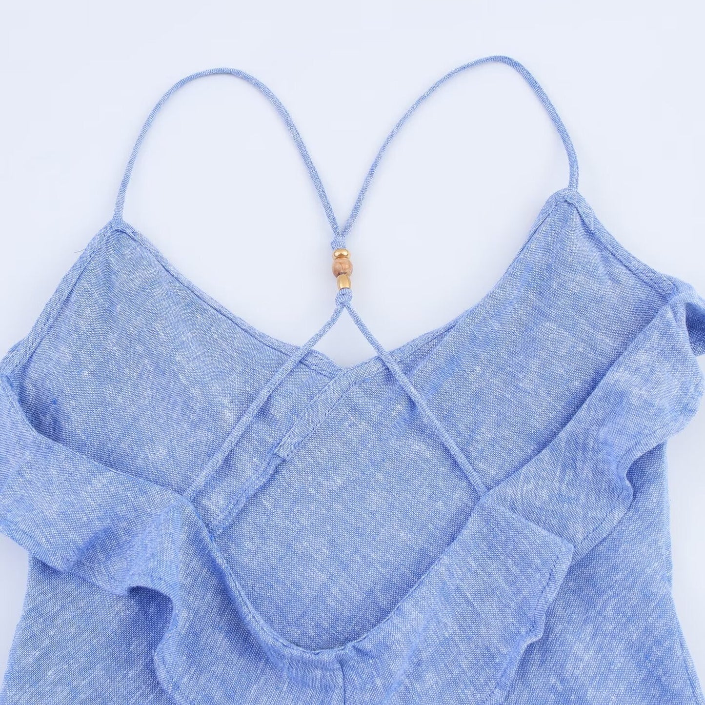 Women's summer new layered decoration slim suspender MIDI dress