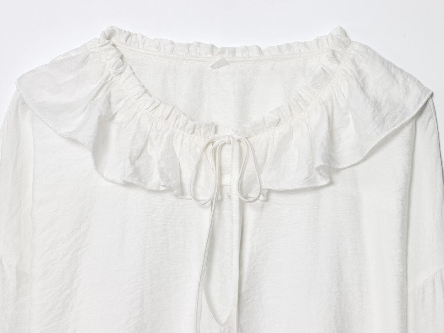 Women's 2025 new fashion linen blended white lace up shirt