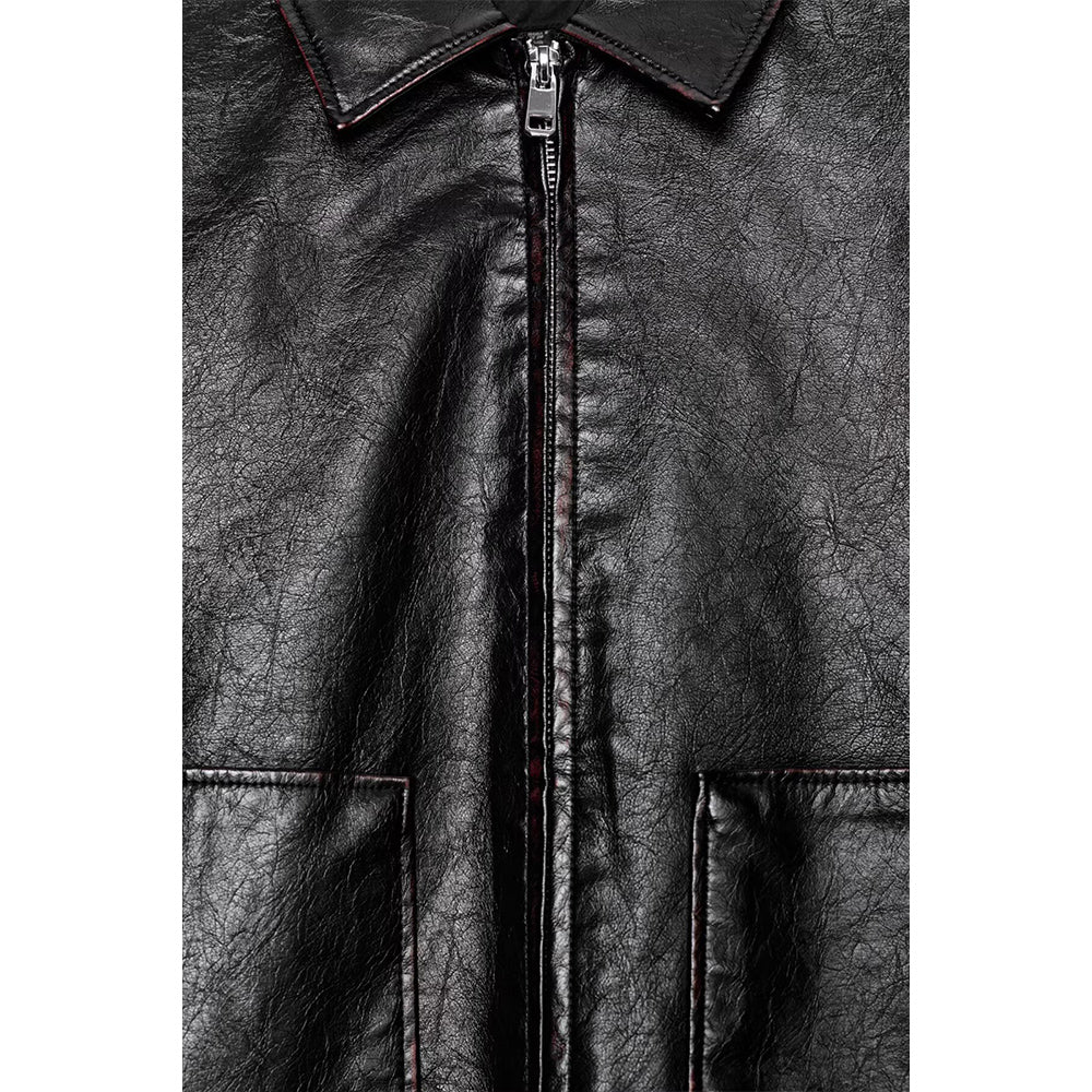 Women's new fashion black Lapel Faux Leather jacket Coat + Shorts Skirts