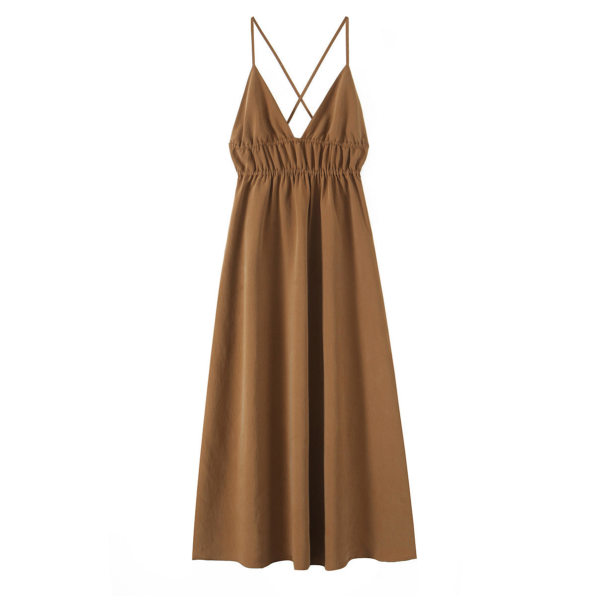 Women's new fashion draped suspender MIDI dress