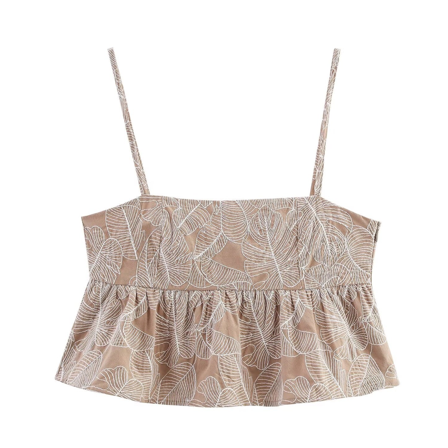 Women's Summer fashion short embroidered suspender top+Pants suit