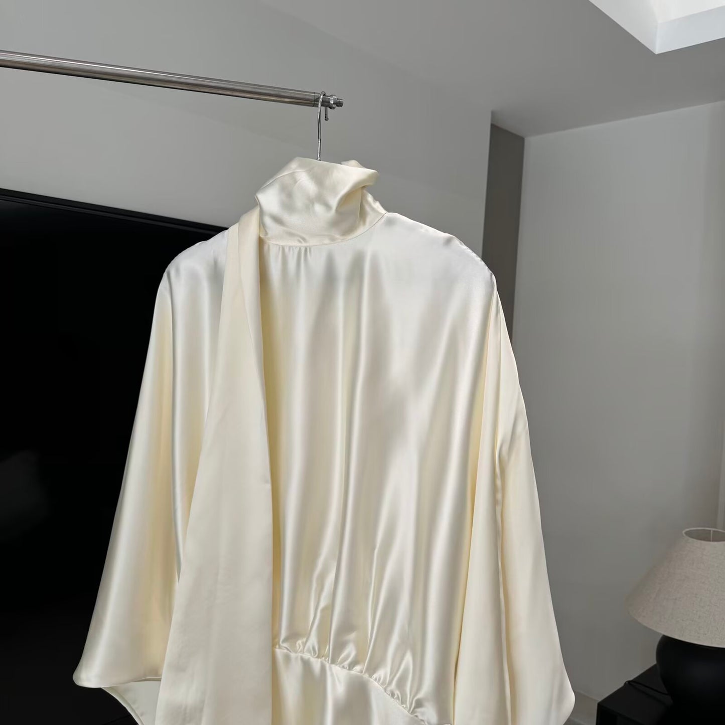 Women's new scarf decoration satin texture mini dress