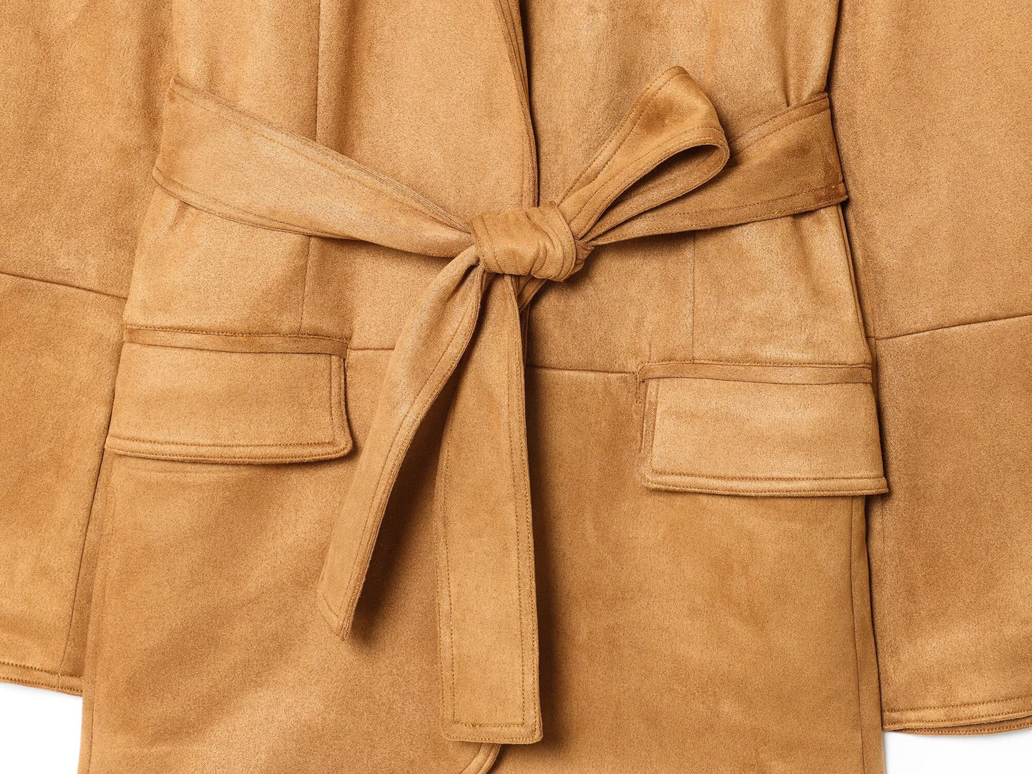 Women's 2025 new fashion with Belt loose suede suit jacket