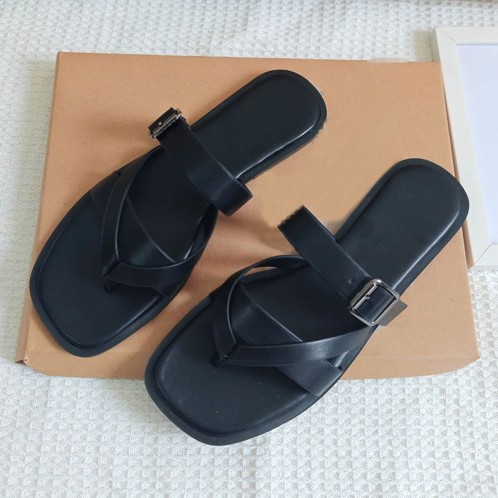 Women's New Fashion Casual Joker Flat-bottomed Comfortable Wearing Flat-bottomed Slippers Flip-flops Sandals.