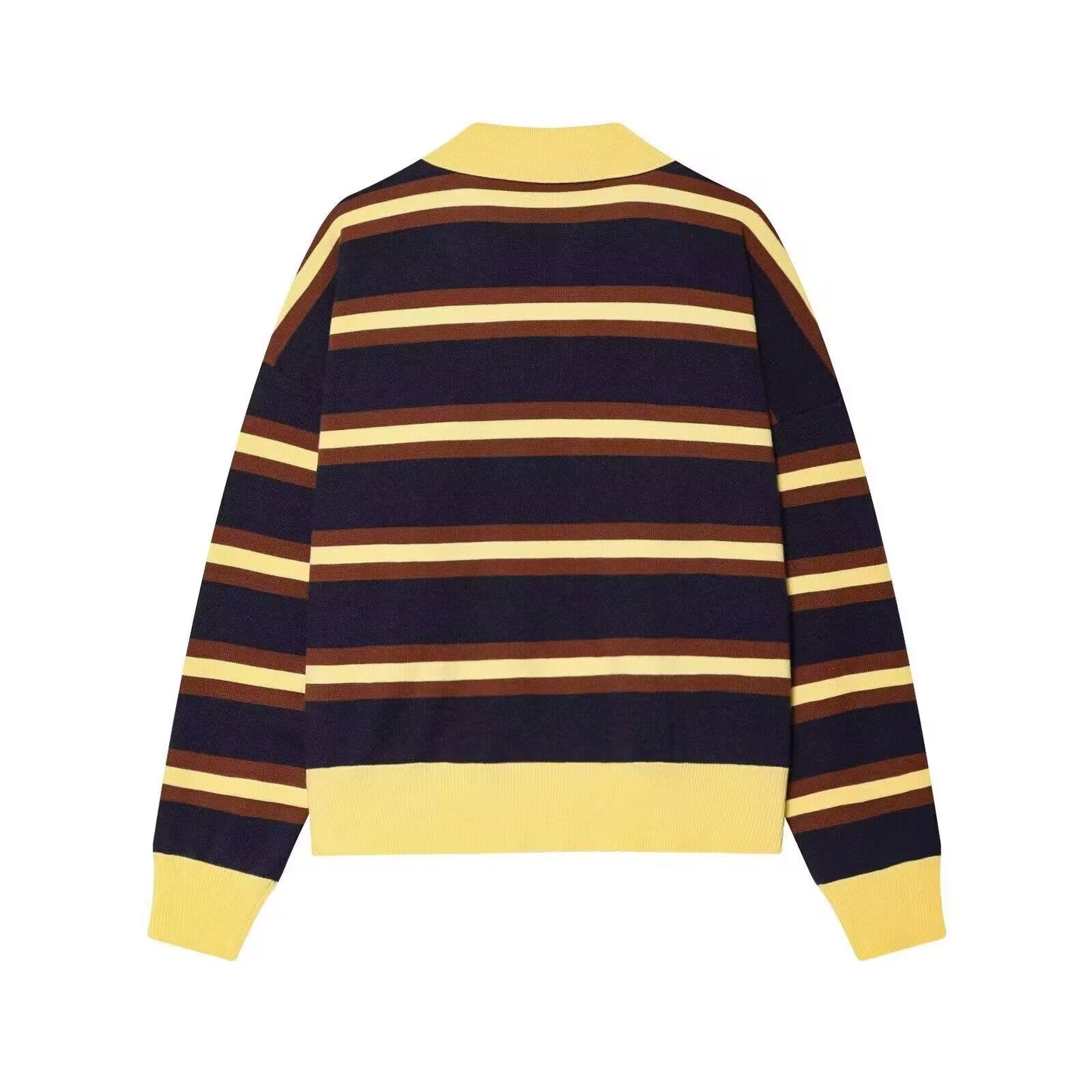 Women's casual striped knitted polo shirt