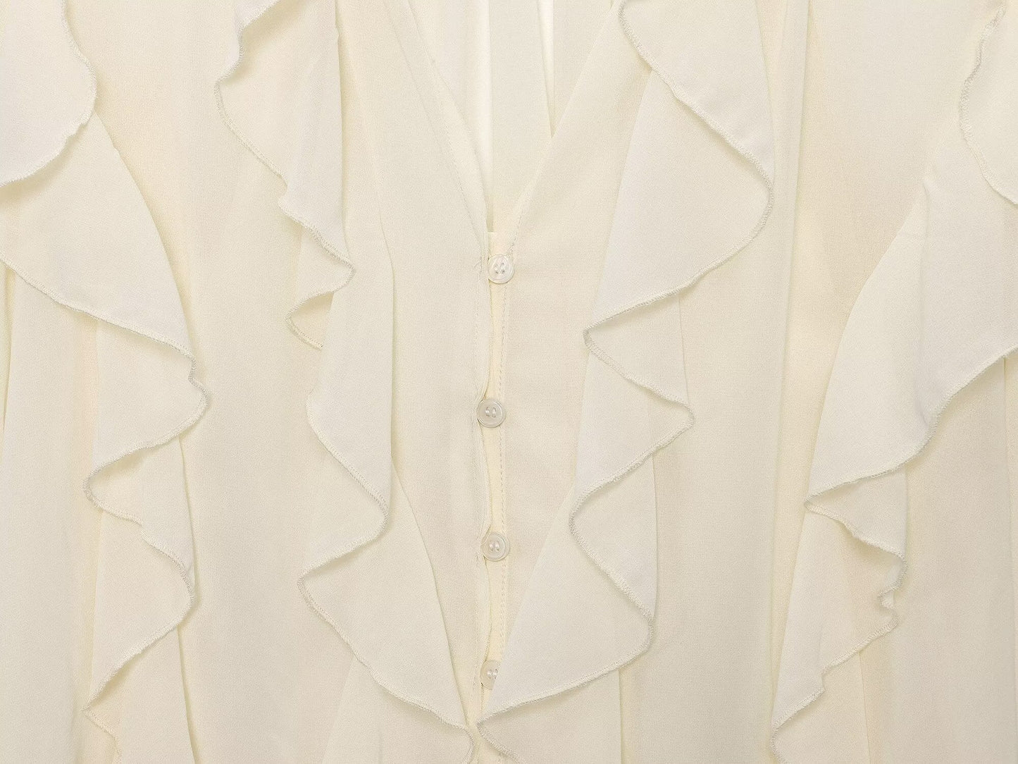 2025 Women's new fashion ruffled V-neck long sleeved shirt