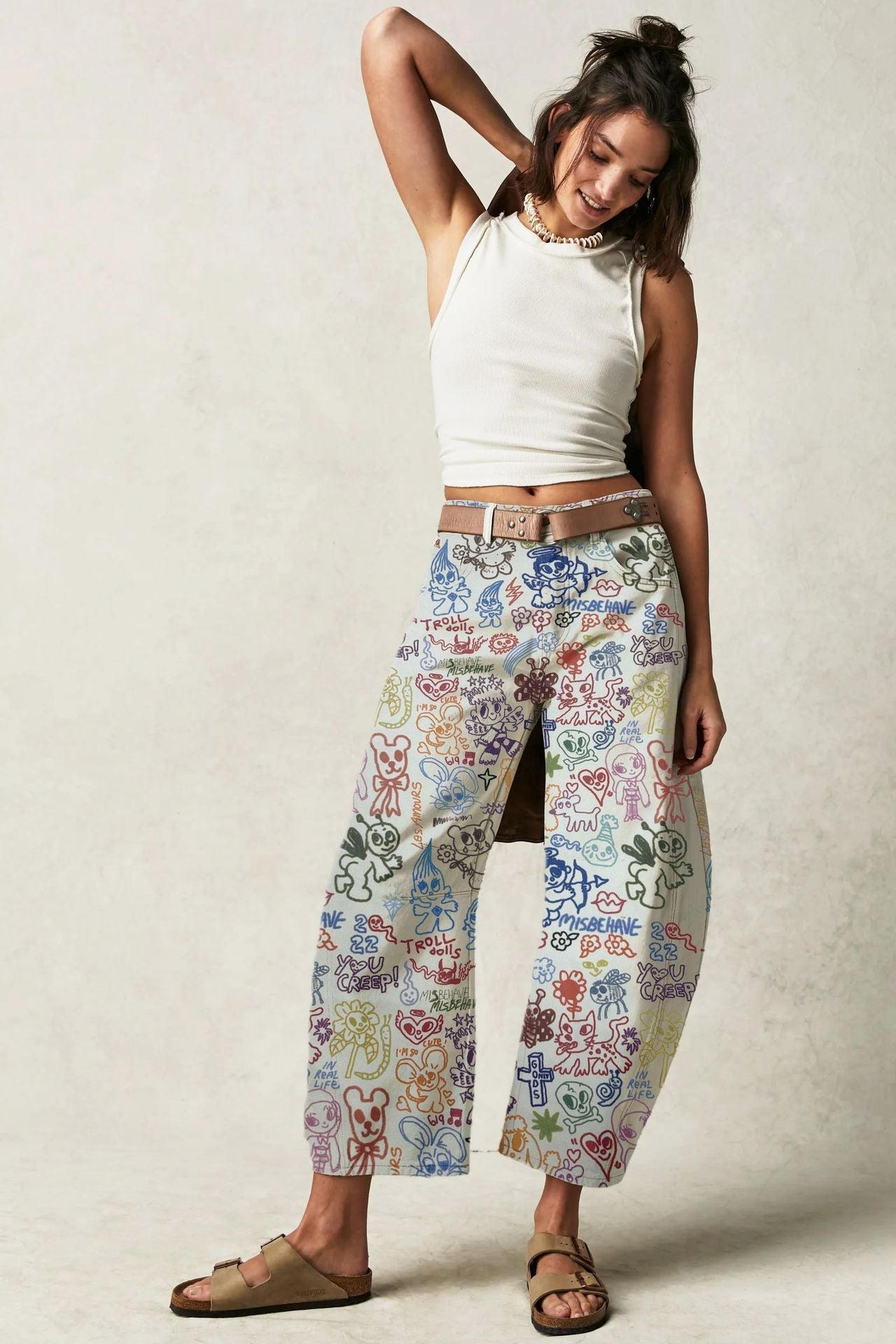 Women's New Fashion Joker Casual Loose Waist Tube Ladies Jeans