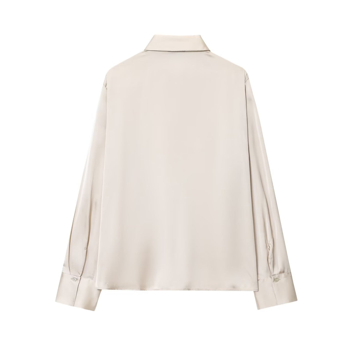 Women's new fashion knot decoration satin texture lapel shirt