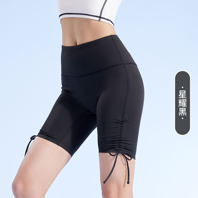 Women's New Tight-fitting Nude Yoga Shorts Exercise Fitness High Waist Hip Five-point Yoga Pants.