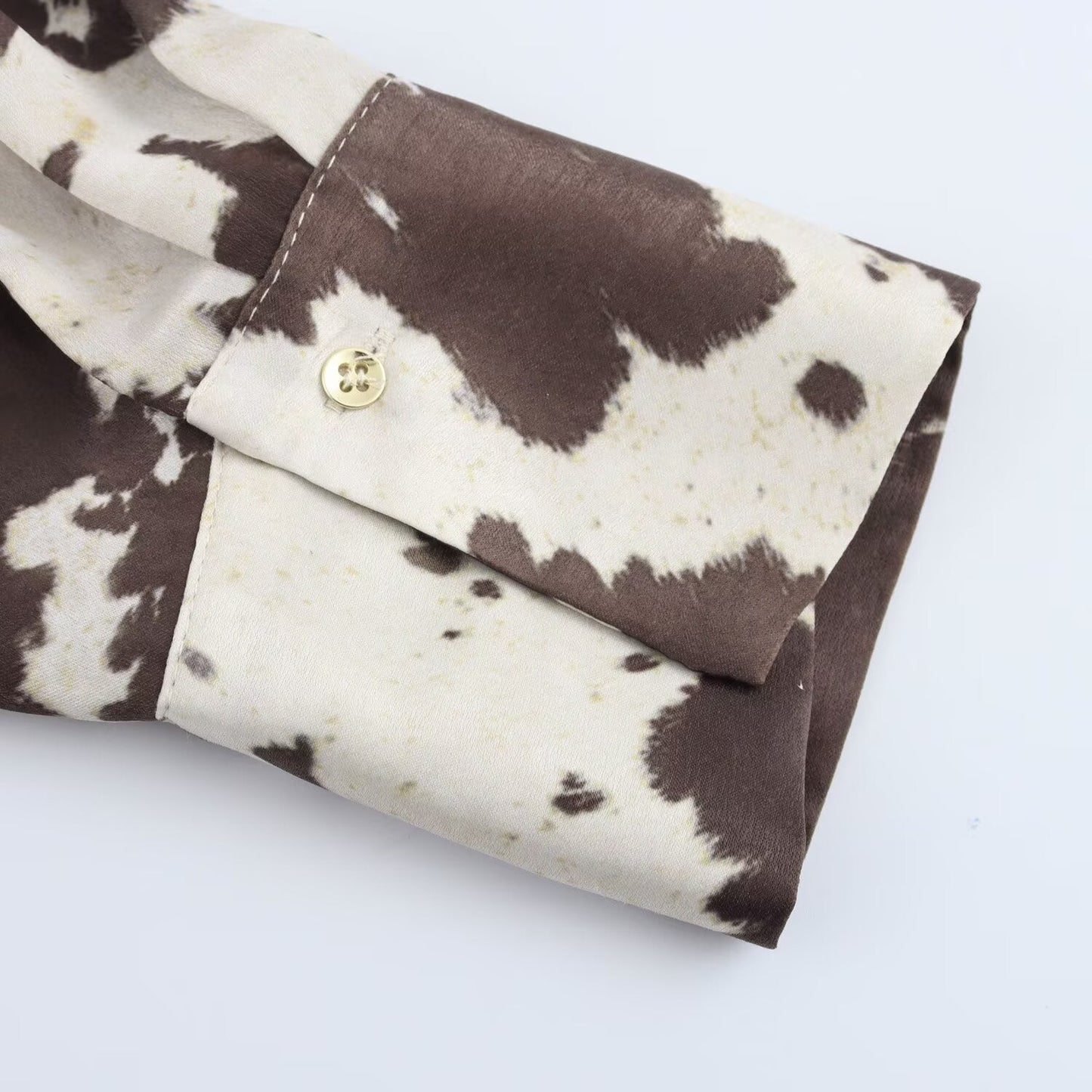 Women's new fashion loose animal print shirt casual single breasted lapel shirt retro long sleeved women's shirt chic top+skirt women's suit