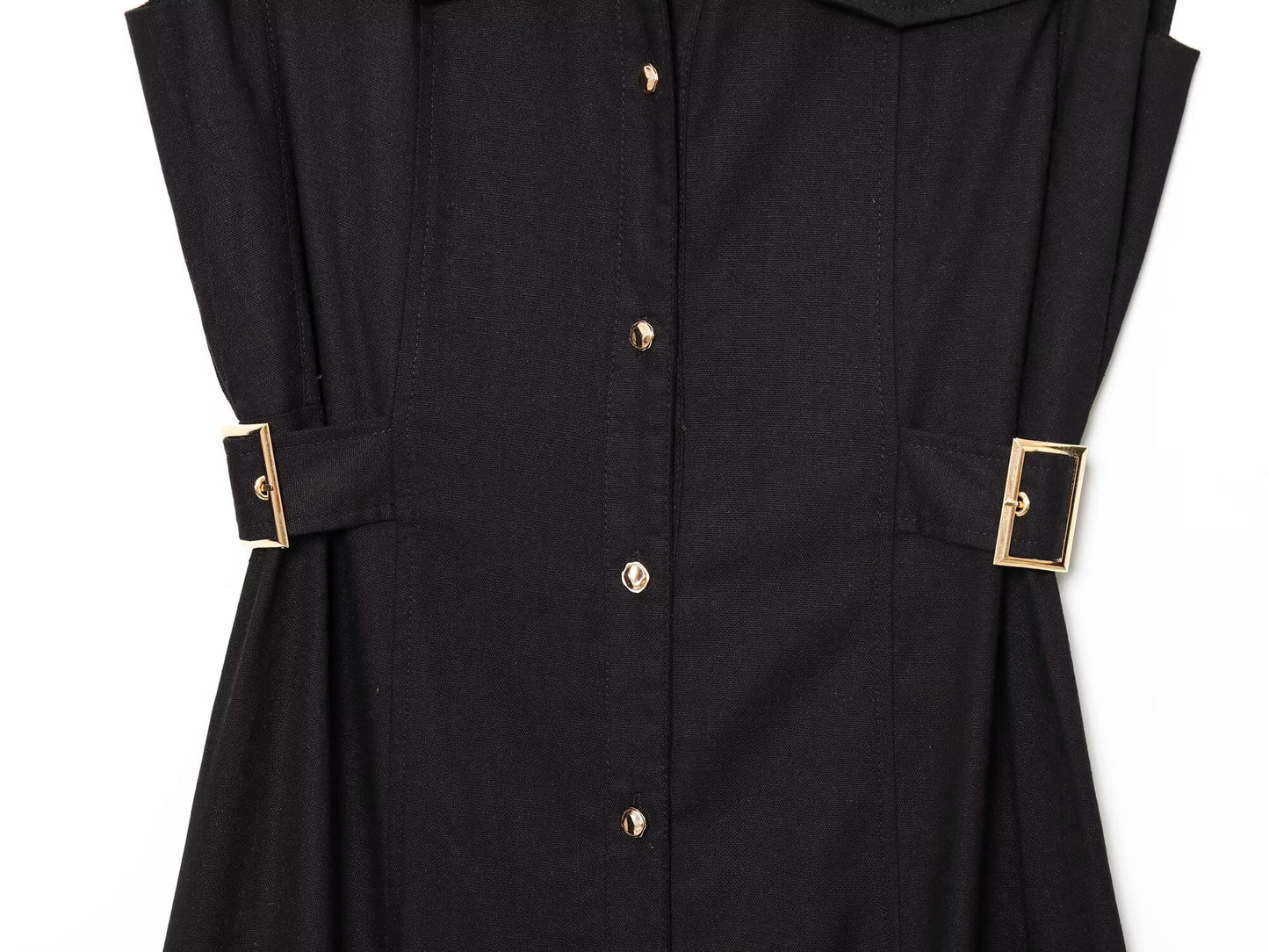 Women's shirt style linen blended MIDI dress