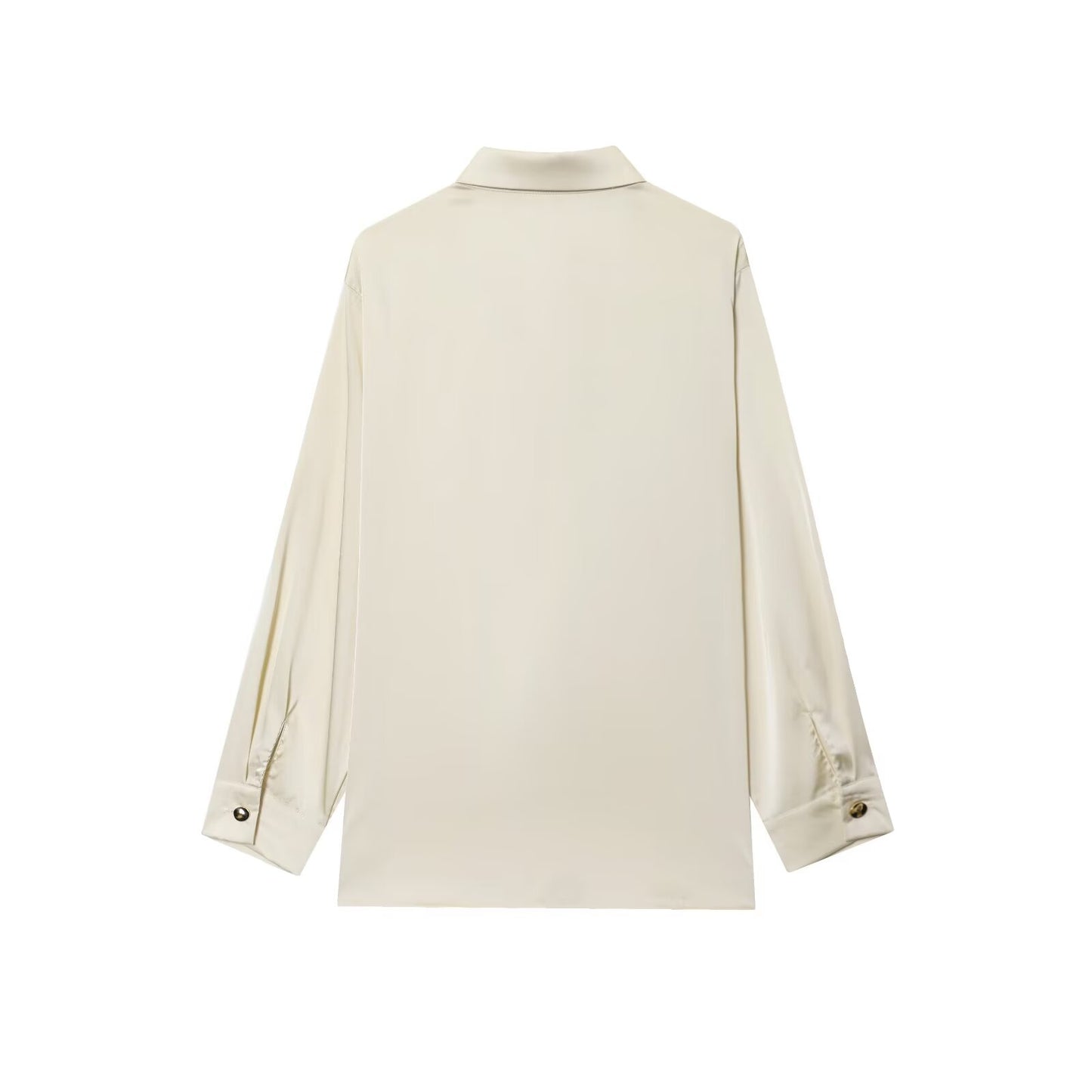 Women's new fashion knot decoration satin texture button up shirt