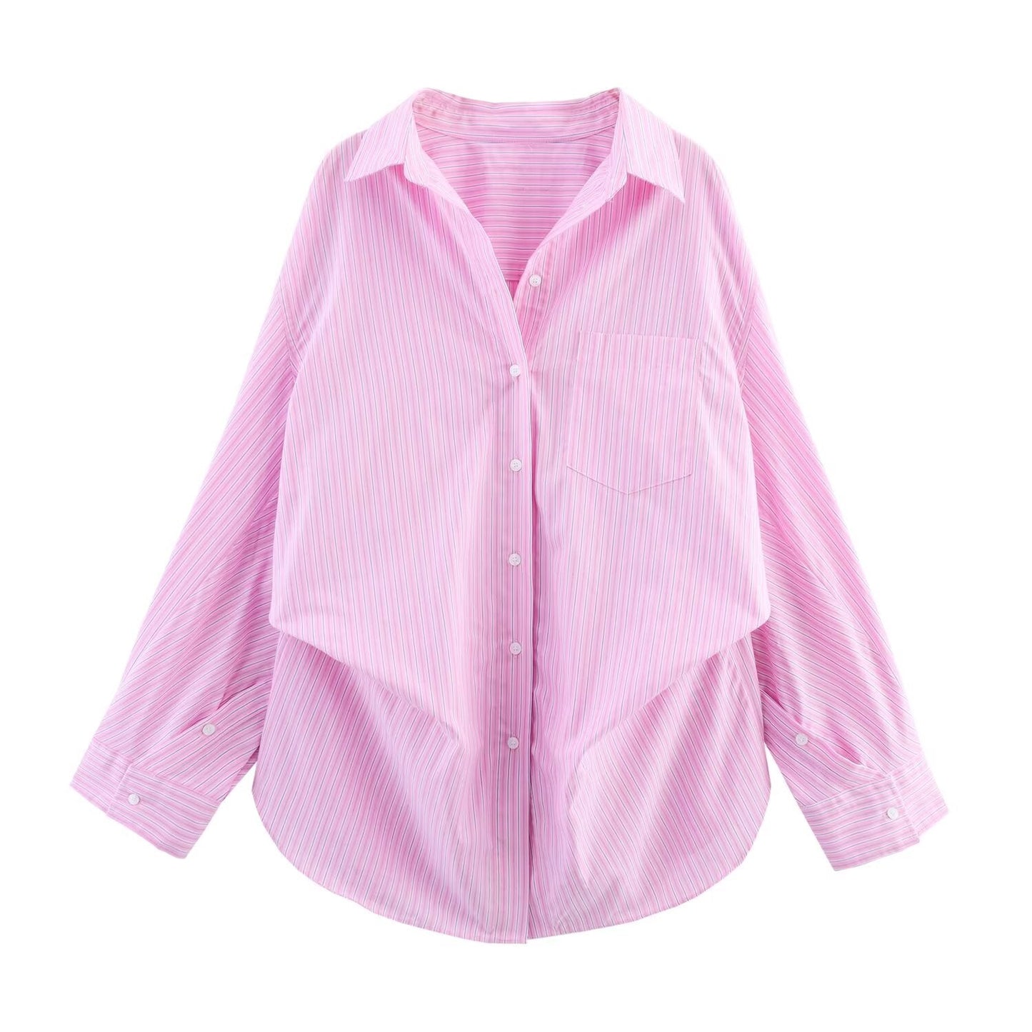 Women's' New Fashion Loose Single breasted casual Bat sleeved Poplin Shirt