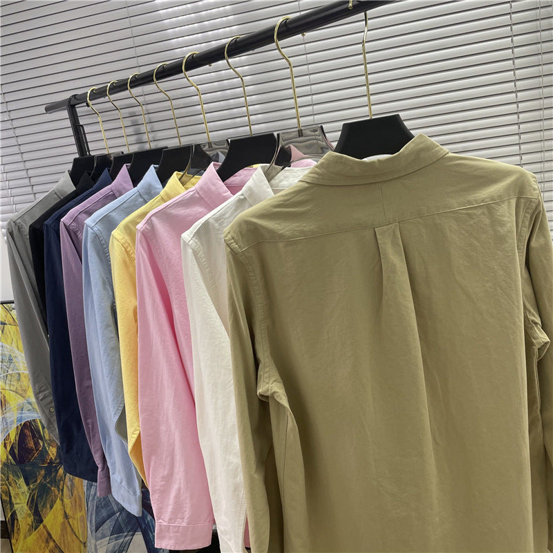 New Joker Embroidered Oxford Shirt for Men and Women Old Qian Feng Business Casual Cotton Shirt