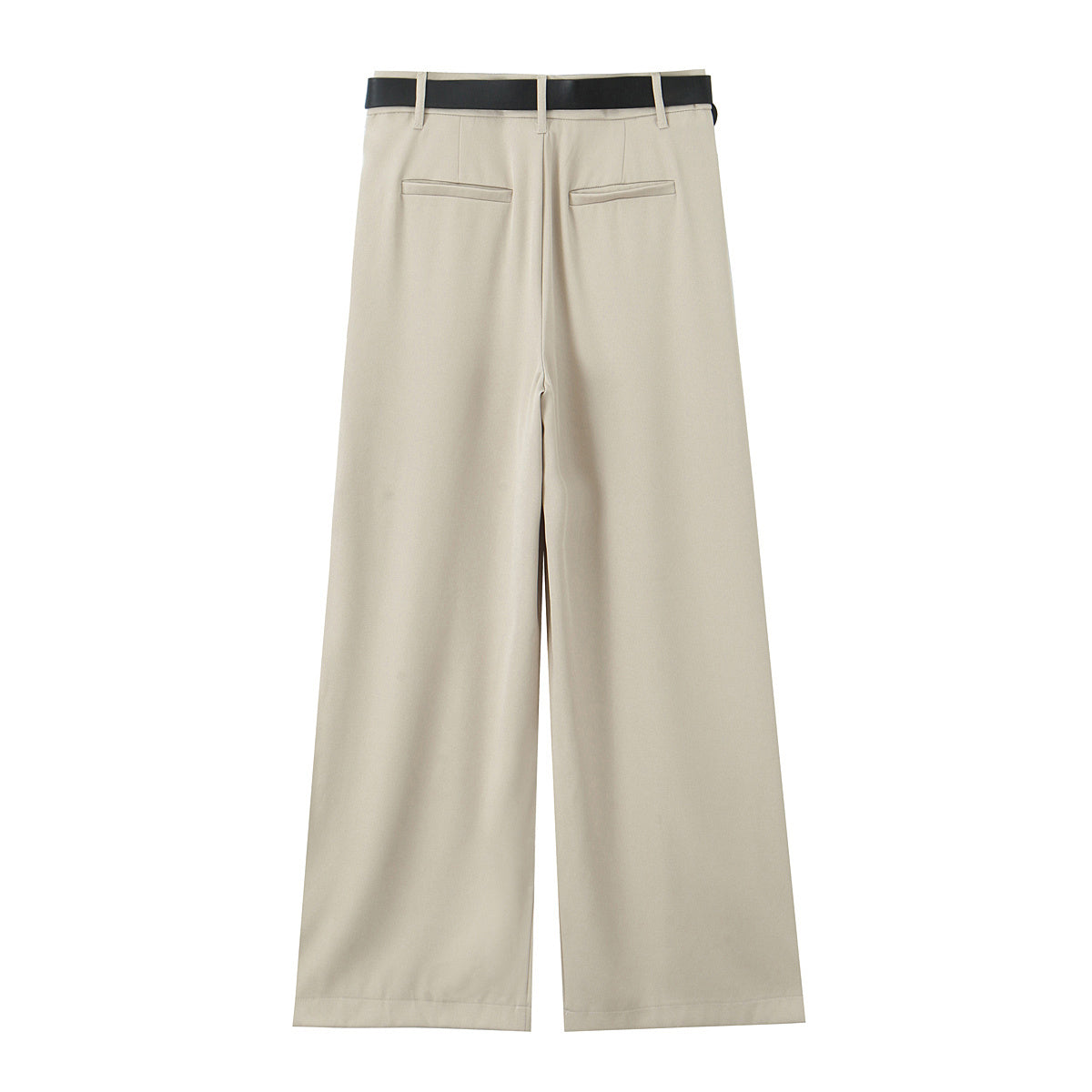 Women's new fashion belt decoration multi-color loose casual double pleated pants retro high waisted side pocket women's pants