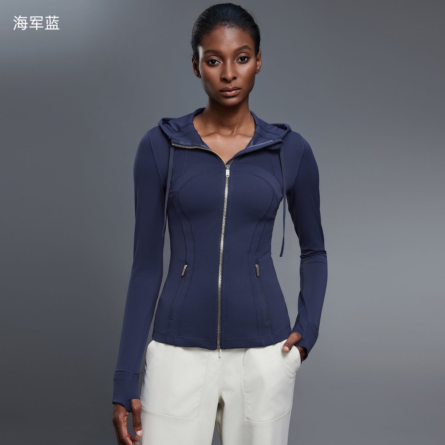 LU women's new Joker slim slim running fitness long sleeve hooded cardigan coat