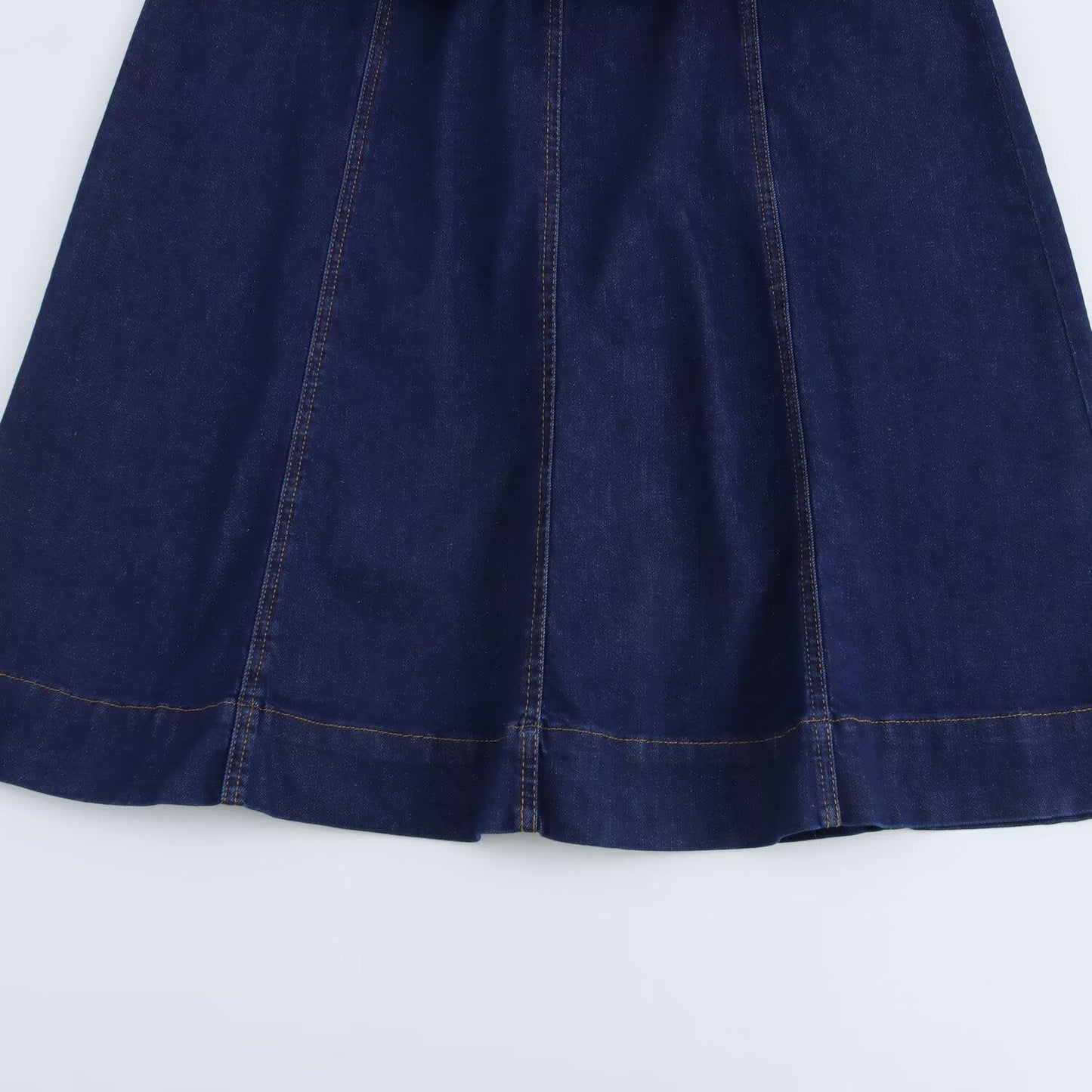 Women's new chic Fashion slim fit casual versatile wide pleated denim Midi dress retro round neck long sleeved women's dress Mujer