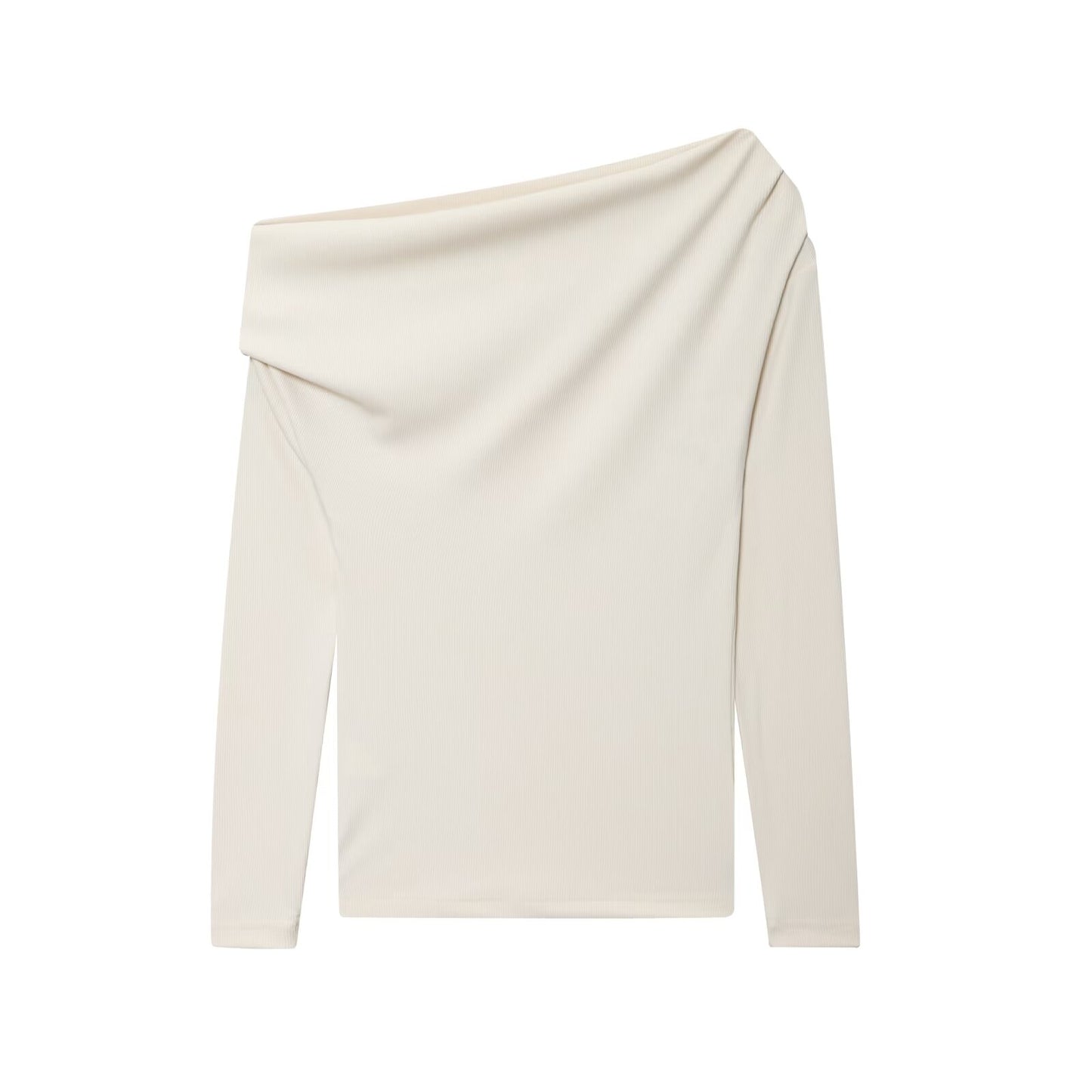 Women's new fashion soft texture asymmetric long sleeved T-shirt