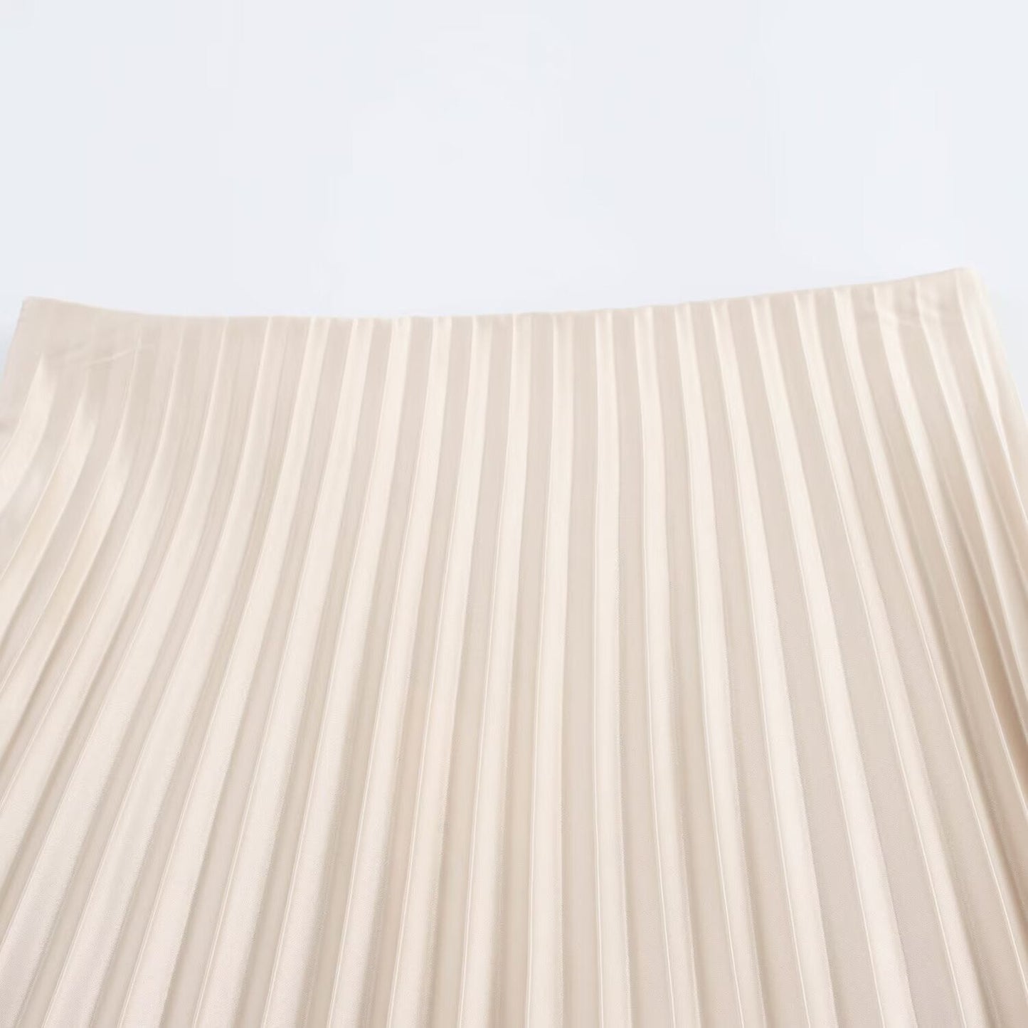 Women's new fashion loose satin texture MIDI skirt casual versatile pleated MIDI skirt retro mid waist side zipper women's skirt Mujer