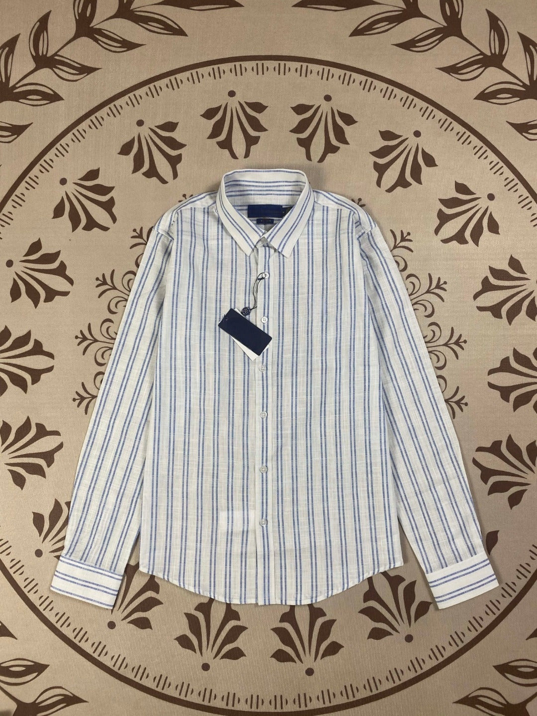 Women's New Fashion Joker Casual Sun Protection Embroidered Slub Cotton Pinstripe Lapel Long Sleeve Shirt Top.