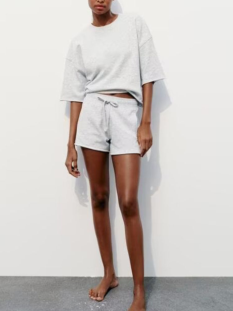 Suit women's 2 pieces 2025 fashion loose short sleeve T-shirt retro women+shorts women's suit