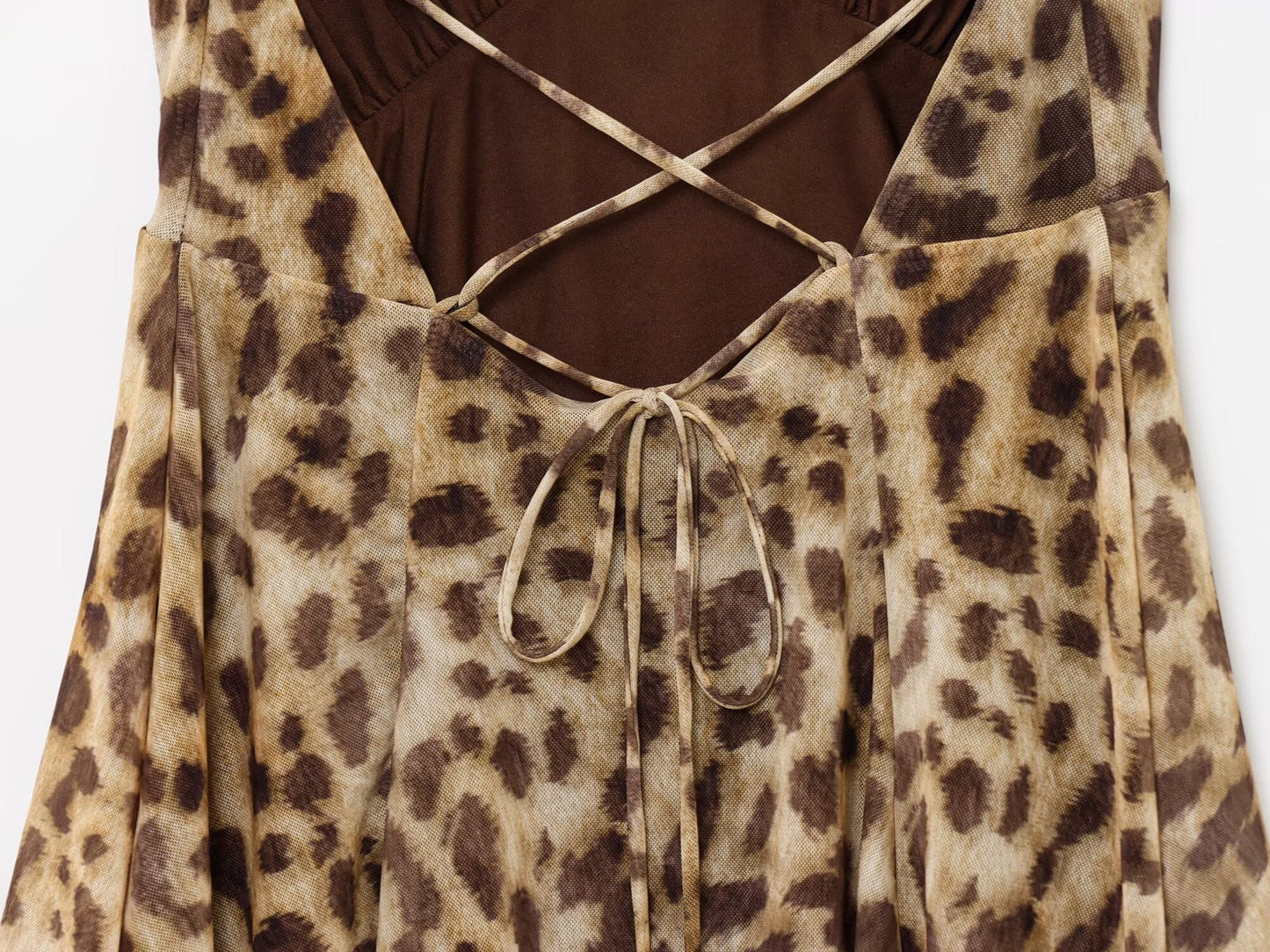 Women's new Fashion slim V-neck printed tulle suspender mini dress